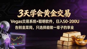 3天学会黄金交易,Vegas交易技术+聪明软件,日赚50-100U-聊项目