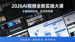 2026AI视频全新实操大课,从基础到实战,全流程掌握,系统教学·案例驱动·即学即用-聊项目