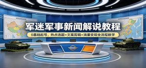 军迷军事新闻解说教程:0基础起号,热点选题+文案剪辑+消重变现全流程教学-聊项目