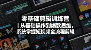 零基础剪辑训练营｜从基础操作到爆款思维，系统掌握短视频全流程剪辑-聊项目