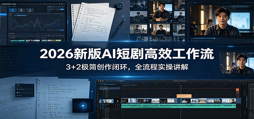 2026新版AI短剧高效工作流：3+2极简创作闭环，全流程实操讲解-聊项目