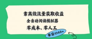 靠高效流量获取收益,零成本全自动阅读模拟器2.0全新玩法,单窗口高达50+蓝海小众项目【揭秘】-聊项目