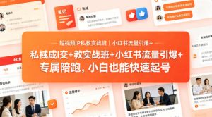 短视频IP私教实战班|小红书流量引爆+私域成交+带徒盈利,专属陪跑,小白也能快速起号-聊项目