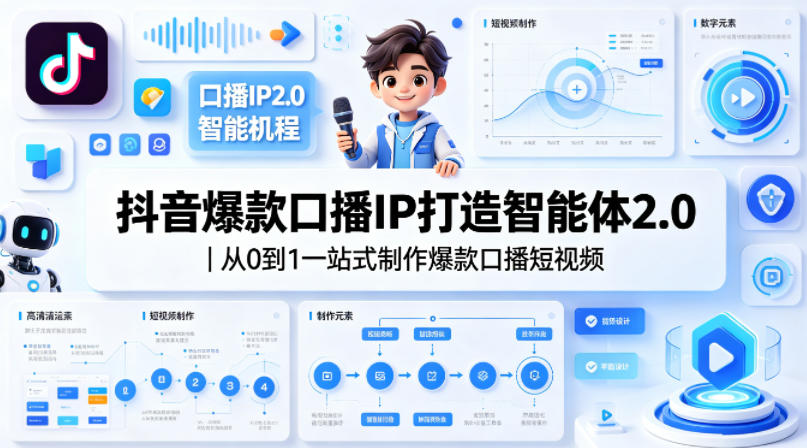 抖音爆款口播IP打造智能体2.0｜从0到1一站式制作爆款口播短视频-聊项目
