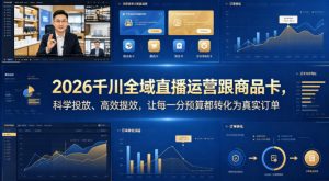 2026千川全域直播运营跟商品卡,科学投放、高效提效,让每一分预算都转化为真实订单-聊项目