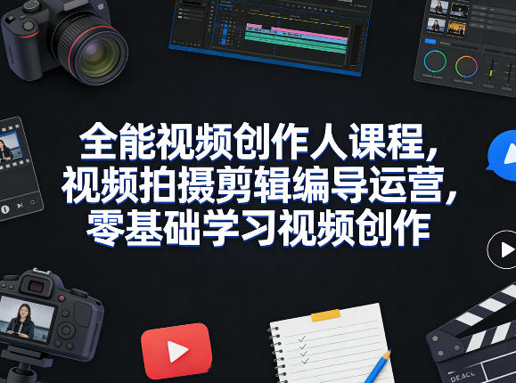 全能视频创作人课程，视频拍摄剪辑编导运营，零基础学习视频创作(更新2026年4月)-聊项目