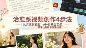 治愈系视频创作4步法｜从文案到画面，AI+剪映全实操，新手也能精准传递情感-聊项目