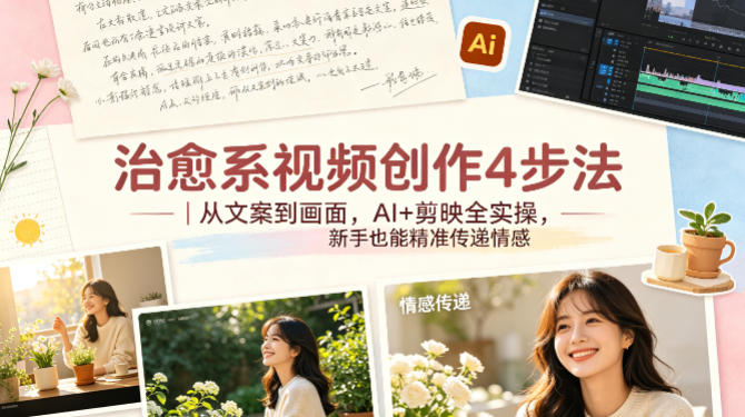 治愈系视频创作4步法｜从文案到画面，AI+剪映全实操，新手也能精准传递情感-聊项目