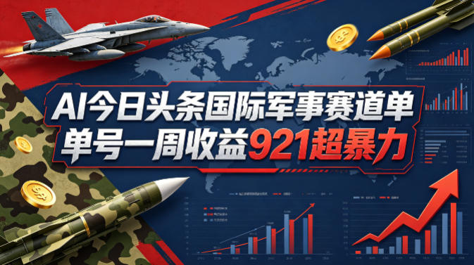 AI今日头条国际军事赛道，单号一周收益921，超暴力-聊项目