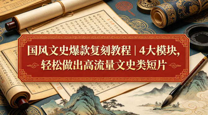 国风文史爆款复刻教程｜4大模块，轻松做出高流量文史类短片-聊项目