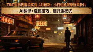 TikTok影视解说实战-4月最新:小白也能做悬疑类长片,AI翻译+洗稿技巧,避开版权坑-聊项目