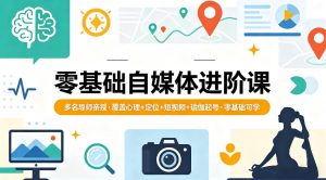 零基础自媒体进阶课,多名导师亲授,覆盖心理+定位+短视频+瑜伽起号,零基础可学-聊项目