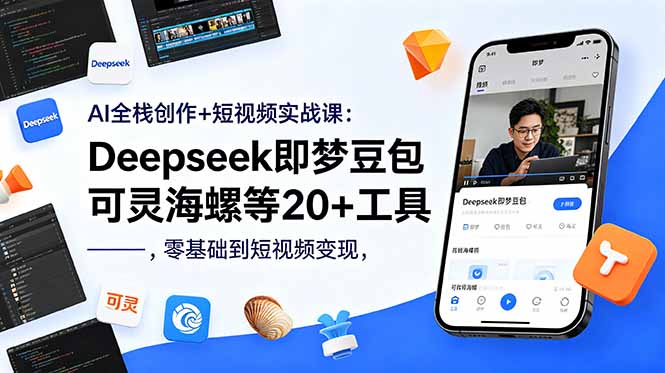 AI全栈创作+短视频实战课：Deepseek即梦豆包可灵海螺等20+工具，零基础到短视频变现-聊项目