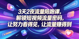3天2夜流量陪跑课，解锁短视频流量密码，让努力看得见，让流量賺得到-聊项目