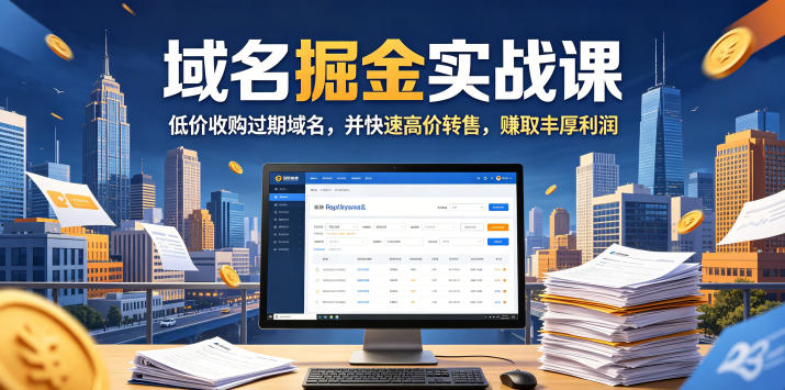 域名交易掘金实战课，低价收购过期域名，并快速高价转售，賺取丰厚利润【原创双语字幕】-聊项目