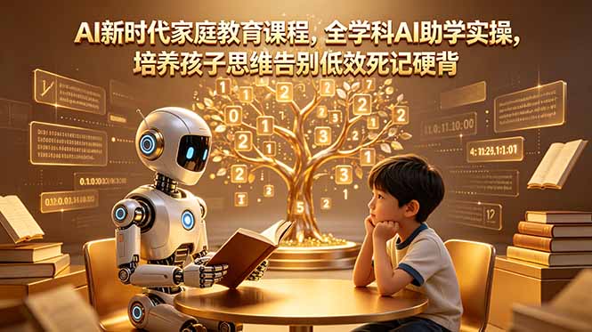 AI新时代家庭教育课程，全学科AI助学实操，培养孩子思维告别低效死记硬背-聊项目