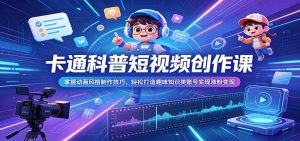 卡通科普短视频创作课：掌握动画风格制作技巧，轻松打造趣味知识类账号实现涨粉变现-聊项目