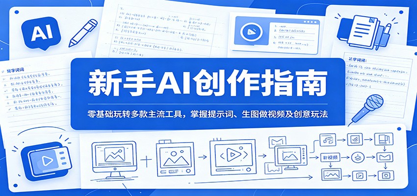 新手AI创作指南：零基础玩转多款主流工具，掌握提示词、生图做视频及创意玩法-聊项目