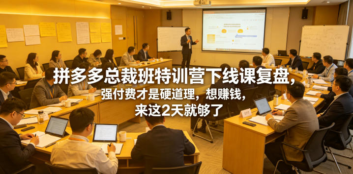 拼多多总裁班特训营下线课复盘，强付费才是硬道理，想賺钱，来这2天就够了-聊项目