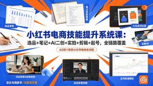 小红书电商技能提升系统课：选品+笔记+AI二创+实拍+剪辑+起号，全链路覆盖-聊项目