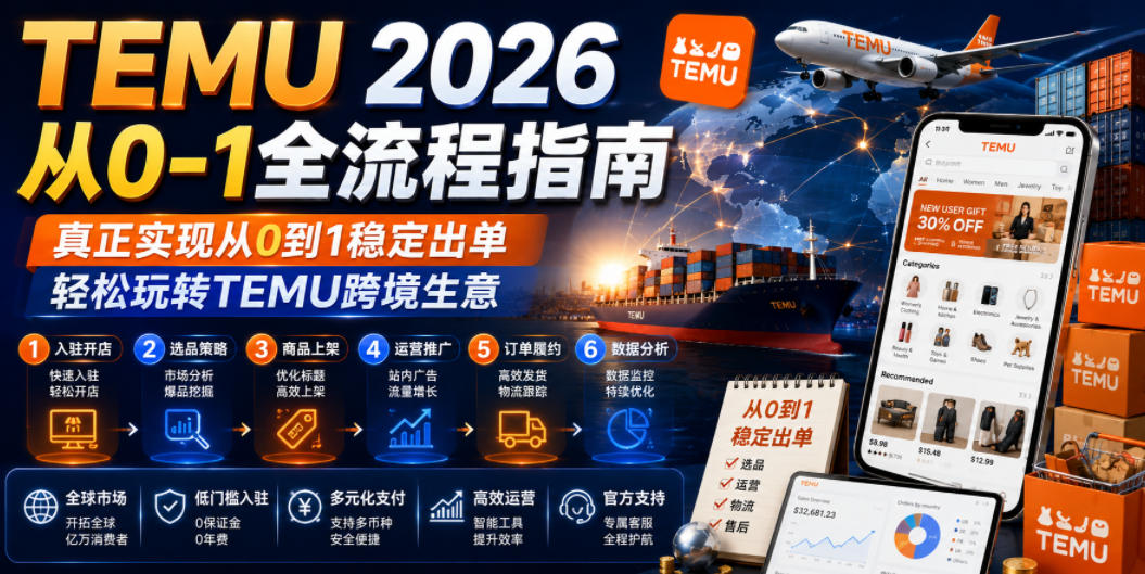 TEMU 2026从0-1全流程指南，真正实现从0到1稳定出单，轻松玩转TEMU跨境生意-聊项目