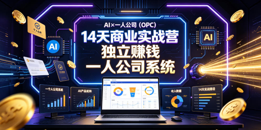 AI×一人公司(OPC)14天商业实战营，用AI帮你搭建一个属于你自己的、能独立賺钱的一人公司系统-聊项目