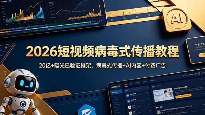 2026短视频病毒式传播教程：20亿+曝光已验证框架，病毒式传播+AI内容+付费广告-聊项目