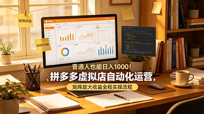 普通人也能日入 1000！拼多多虚拟店自动化运营，矩阵放大收益全程实操流程-聊项目