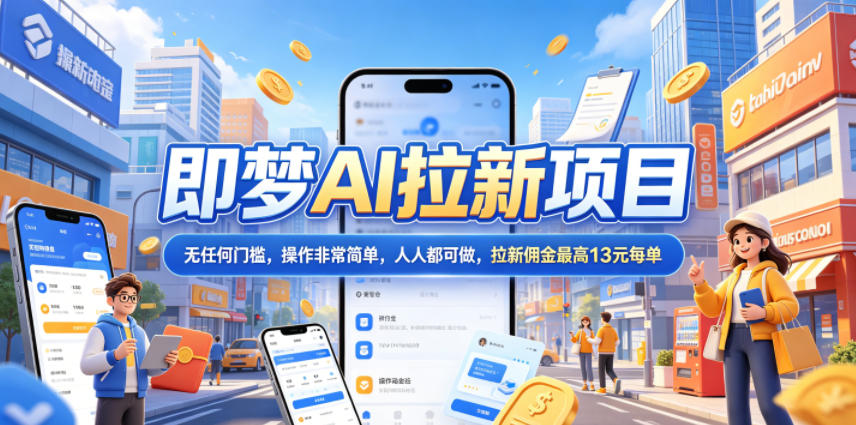 2026年即梦AI拉新项目最新玩法，无任何门槛，操作非常简单，人人都可做，拉新佣金最高13米每单(更新6月24日)-聊项目