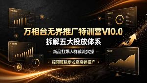 万相台无界推广特训营VI0.0，拆解五大投放体系，新品打爆人群截流实操，控预算稳步拉高店铺投产-聊项目