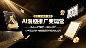 AI漫剧推广变现营，零成本拿下番茄小说官方授权，AI一键生成剧本分镜批量做爆款推文视频-聊项目