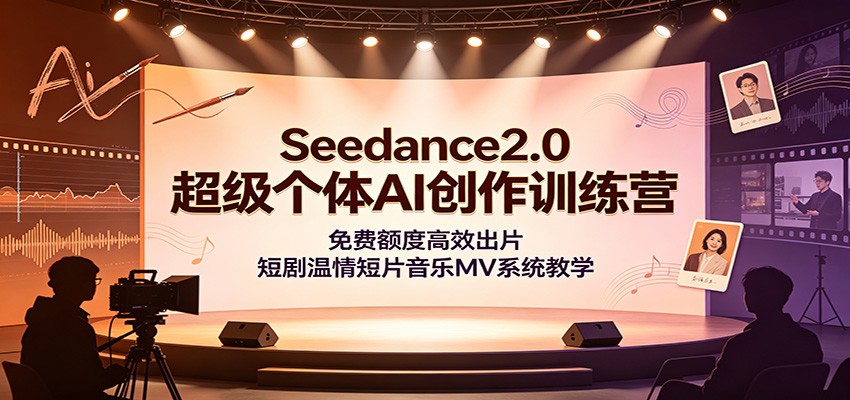 Seedance2.0超级个体AI创作训练营：免费额度高效出片，短剧温情短片音乐MV系统教学-聊项目