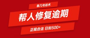靠几句话术帮人解决逾期日入500+ 看一遍就会 正规合法-聊项目