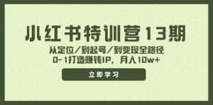 (11963期)小红书特训营13期,从定位/到起号/到变现全路径,0-1打造赚钱IP,月入10w+-聊项目