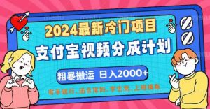 (12407期)2024最新冷门项目!支付宝视频分成计划,直接粗暴搬运,日入2000+,有…-聊项目