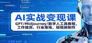 AI实战变现课:GPT/Midjourney/数字人工具教程,工作提效,行业落地,短视频制作-聊项目