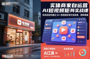 实体商家自运营AI短视频矩阵实战课,实体店如何通过AI+短视频实现引流拓客、团购增量-聊项目