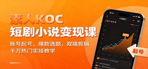 素人KOC短剧小说变现课：账号起号，爆款选题，双端剪辑，千万热门实操教学-聊项目