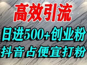 怎么打创业粉？抖音利用占便宜心理引流创业粉，单人日引500+精准流量-聊项目