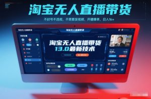 淘宝无人直播带货13.0最新技术,不封号不违规,不需要发视频,开播爆单,日入1k+【揭秘】-聊项目