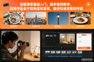 拍摄课零基础入门，超多案例教学，视频作品走不同角度来呈现，最终形成完整的作品-聊项目