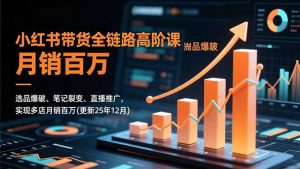 小红书带货全链路高阶课，选品爆破、笔记裂变、直播推广，实现多店月销百万(更新25年12月-聊项目