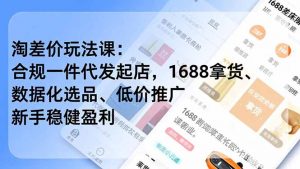 淘差价玩法课:合规一件代发起店,1688拿货、数据化选品、低价推广,新手稳健盈利(更新12月-聊项目