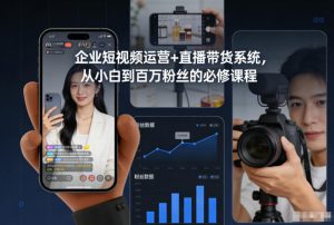 企业短视频运营+直播带货系统,从小白到百万粉丝的必修课程-聊项目