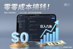 零成本搞钱,微信小程序掘金,简单易操作,日入几张,碎片时间变现神器【揭秘】-聊项目