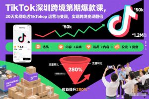 TikTok深圳跨境第2期爆款课,20天实战吃透TikTok Shop运营与变现,实现跨境变现翻倍-聊项目