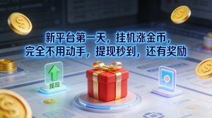 新平台第一天,挂G涨金币,完全不用动手,提现秒到,还有奖励【揭秘】-聊项目