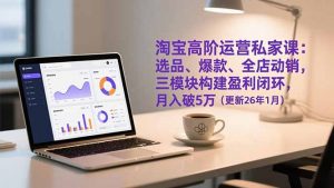 淘宝高阶运营私家课:选品、爆款、全店动销,三模块构建盈利闭环,月入破5万(更新26年1月-聊项目