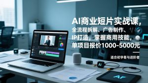 AI商业短片实战课,全流程拆解、广告制作、IP打造,掌握商用技能,单项目报价1000-5000元-聊项目