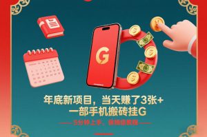 年底新项目,当天賺了3张+,一部手机搬砖挂G,5分钟上手,保姆级教程【揭秘】-聊项目